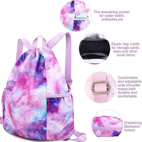 RHCPFOVR Drawstring Backpack for Kids Galaxy Bags for Girls Mini Gym  Dance Beach Swim Travel Bag With Two Wa