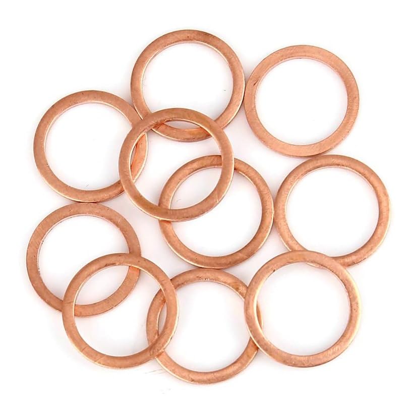 M14 Copper Washers Flat Ring Sump Plug Oil Seal Gasket Sealing Fitting Washers M14 x 18 x 1.5mm(20 Pieces)
