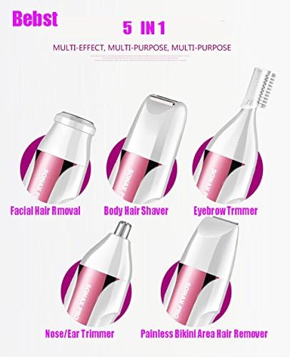 Electric epilator shaving machine painless shaving five-in-one multifunctional epilator razor electric trimmer permanent hair removal easy to use cost-effective economic benefits (Rose red)