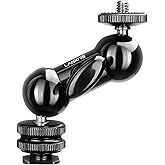 Lanxire Mini Magic Arm Multi-Function Double Ball Head with 1/4" Screw and Cold Shoe Mount - for DSLR Cameras, Camcorders, LED Video Light, Camera Cage, Monitor, Microphone, Load up to 4.4lb/2kg