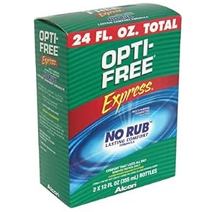 Image of OptiFree Express Multipurpose Disinfecting Solution, No Rub Lasting Comfort Formula, 12-Ounce Bottles in a 2-Count Box