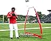 PowerNet 7 Foot Portable Pitching Screen A-Frame (Red) | Baseball Pitcher Protection | Instant Player and Coach Protector from Line Drives Grounders | Heavy Duty Knotted Netting | BP Net