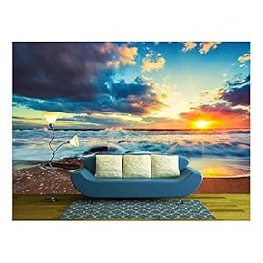 Beautiful Cloudscape Over The Sea, Sunrise Shot - Removable Wall Mural | Self-Adhesive Large Wallpaper - 66x96 inches