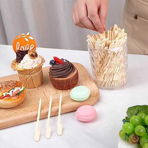 HAKSEN 400PCS Bamboo Paddle Picks, 4.7 Inch Bamboo Paddle Skewers Bamboo Toothpicks for Appetizers Sandwich Candy Apple Cocktail Kabobs