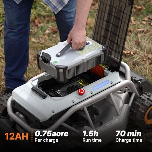 Mowrator S1 4WD 12Ah Remote Control Lawn Mower, All-Season Yard Care, 75% (37°) Slope Climbing, with Leaf Shredding Vacuum, 21" Width, 1.5–4.3" Cutting Height, Up to 0.75 Acres
