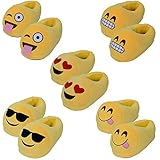 Emoji Slippers Adult Thick 100% Plush Cotton Cute Funny Soft Warm Comfortable Indoor Bedroom Shoe For Men & Women With Non-Skid Footpads