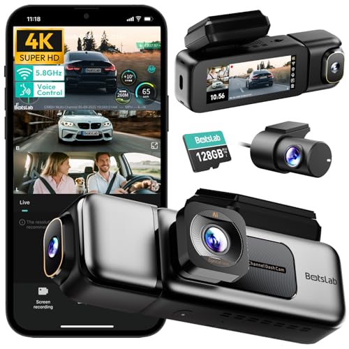 BOTSLAB 4K 3 Channel Dash Cam Front