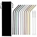 Hestya 10 Pieces Reusable Stainless Steel Straws, Metal Drinking Straws, 5 Colors, Fits 20 or 30 oz Tumbler, Cleaning Brush Included