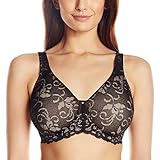 Lilyette by Bali Women's Beautiful Support Lace Minimizer, Black/Champaign Shimmer, 38D