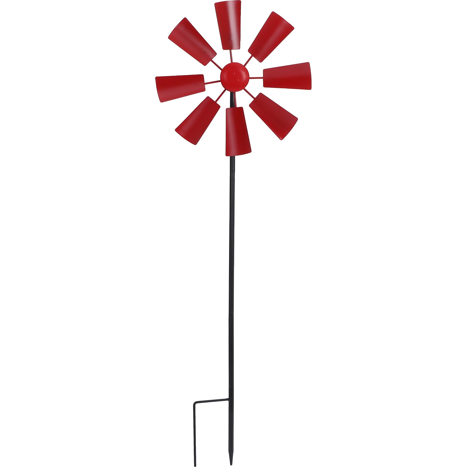 Hemoton Garden Windmill Stake Iron Wind Spinner Outdoor Yard Art Decoration Metal Pinwheel Stake Ornament for Christmas Lawn Decoration Red