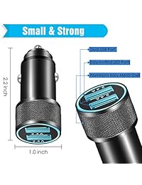 LOOGGO Car Charger for iPhone, 2.4A Dual USB Car Charger Adapter AL-Alloy with (3FT+6FT) Charging Cable Compatible with iPhone Xs Xs Max XR X  8 7  6 Plus  5S SE, iPad Pro Air Mini (Pack-3)