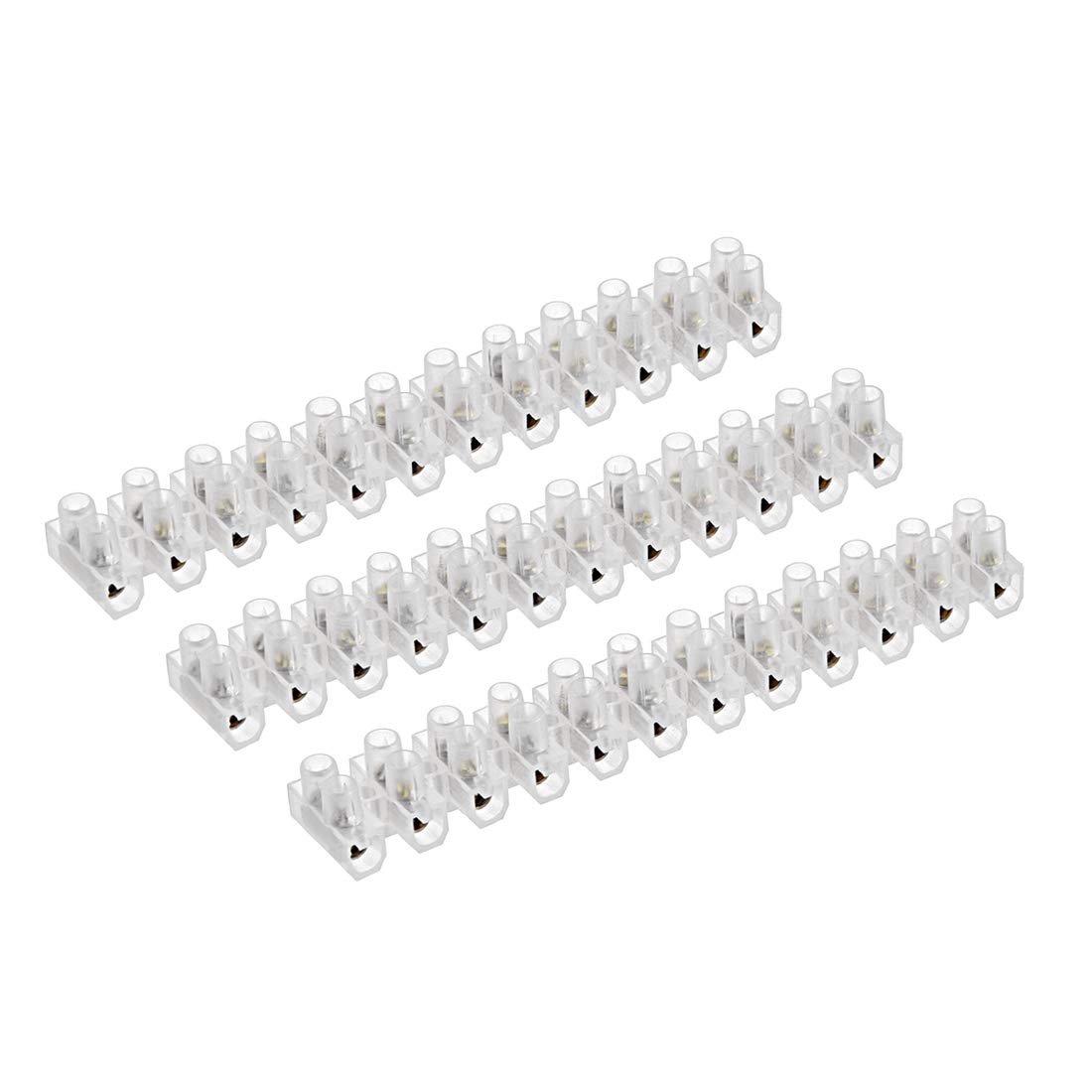 sourcing map Terminal Strip Screw Terminal Barrier Block 5A 12 Position Dual Row Type U Wire Connector 3pcs