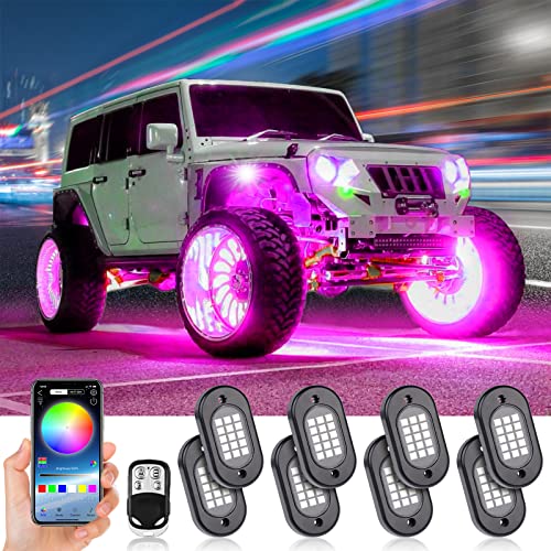 ROCBOC RGB LED Rock Lights, Underglow Lights for Trucks, Waterproof Car