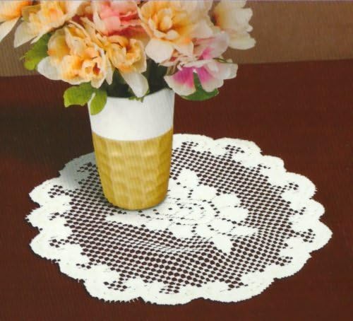 Table Sense Lace Fabric Table Linens Doily 12" Round 2 PK, White by Table Sense