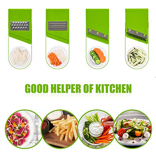 Vegetable Chopper with 7 Interchangeable Stainless Steel Blades Send Storage Container & Cleaning Brush Multi-functional Adjustable Vegetable Slicer Dicer for Onion Potato Tomato Fruit Masthome - Thumbnail 3