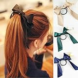Cuhair(tm) 4pcs New fashion Women Girl ribbon bow multi-layer fabric large flower Ponytail Holders Hair Tie Assorted Rope Rubber Bands Accessories