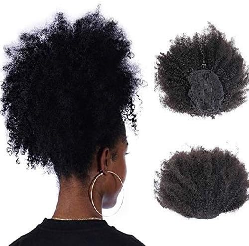 WOAIJIAFA Best 4B 4C Afro Kinky Curly Ponytail Remy Hair Pieces For Women Natural Black Clip In Ponytails Drawstring 100% Human Hair Products Brazilian Hair 100G/Piece