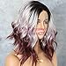 QD-Udreamy Colorful Hair Wigs Dark Roots To Ombre Purple Brown Mixed Short Water Wave Hair Heat Resistant Synthetic Lace Front Wigs for Women …