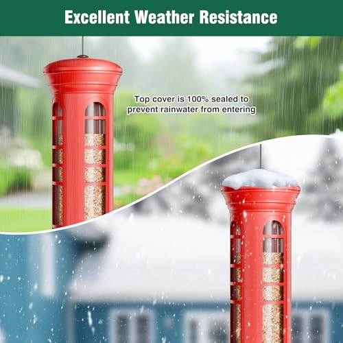 Yarbirder Squirrel Proof Metal Bird Feeder, Removable Base for Cleaning, Weight Activated Perches, 3 Lbs Capacity, Weatherproof & Rust Proof, Outdoor Hanging Bird Feeder for Cardinals, Finches