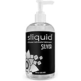 Sliquid Silver Silicone Lube, Waterproof Long-Lasting Gel, 8.5 Fl Oz | Hypoallergenic, Unscented Personal Lubricant for Women, Men &amp; Couples, Silky Smooth Consistency