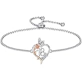 TOUPOP Gifts for Her Rose Heart Bracelet 925 Sterling Silver Heart Butterfly Bracelet Sweet Year Old Jewelry Anniversary Birthday Christmas Gifts Women Girlfriend Wife Mom Grandma