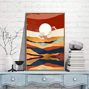 Framed Canvas Wall Art for Living Room, Bedroom Nordic Style Mountains Canvas Prints for Modern Home Decoration Ready to Hang - 16"x24" inches