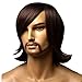 GOOACTION Male Fashion Short Dark Brown Slight Curly Natural Wig with Bangs Business Men Style Daily Synthetic Hair Wigs