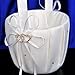 AW BRIDAL Ivory Satin Flower Girl Basket - Wedding Ceremony Party Decoration with Double Heart