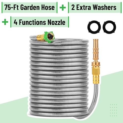 UNCO- Stainless Steel Metal Hose with 4 Function Brass Nozzle, 75 ft, photo 8