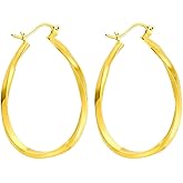 ToHeart Gold Hoop Earrings for Women Gold Plated Twist Hoop Earrings