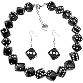 MALOYANVE Dice Earring Necklace Set for Women Colorful Acrylic Lucky Dice Bracelet Jewellery Cool Dice Earrings Casino Party Halloween jewelry Gift