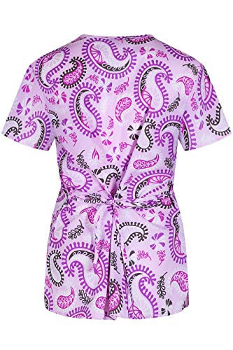 MedPro Women's Printed Mock Wrap Medical Scrub Top Multi Pack ASTD:Pink,Purple S - Thumbnail 4