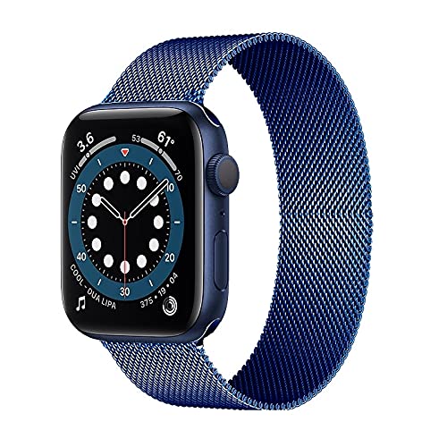 Hspcam Milanese Loop Strap For Apple watch band 44mm 40mm 38mm 42 mm  Stainless steel Metal bracelet correa iWatch series se  (Blue,42mm