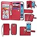 xhorizon Premium Leather Folio [Wallet Function] [Magnetic Detachable] Fashion Wristlet Lanyard Hand Strap Purse Multiple Card Slots Cash Compartment Pocket for Samsung S4 Mini (I9190)