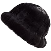 Fur Story Women's Fur Bucket Hat for Winter Fur Hat with Genuine Mink Fur