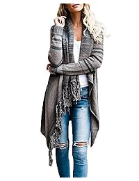 Sysea Cardigan - Suéteres de manga larga para mujer con borlas de punto suelto