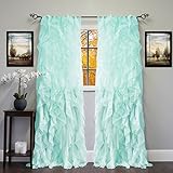 Sweet Home Collection Sheer Voile Vertical Ruffled Window Curtain Panel 50
