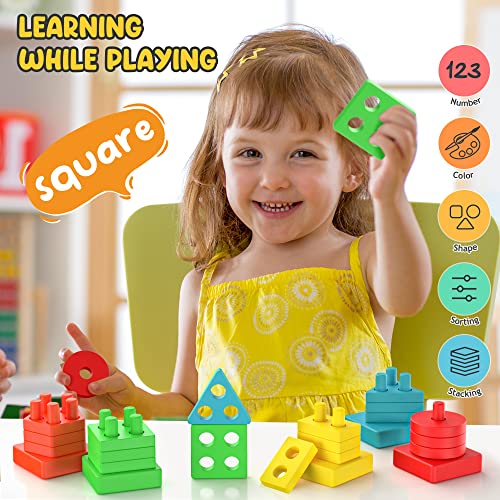 CEEDEE Montessori Toys for 1 2 3 4 Year Old Toddlers Wooden Sorting