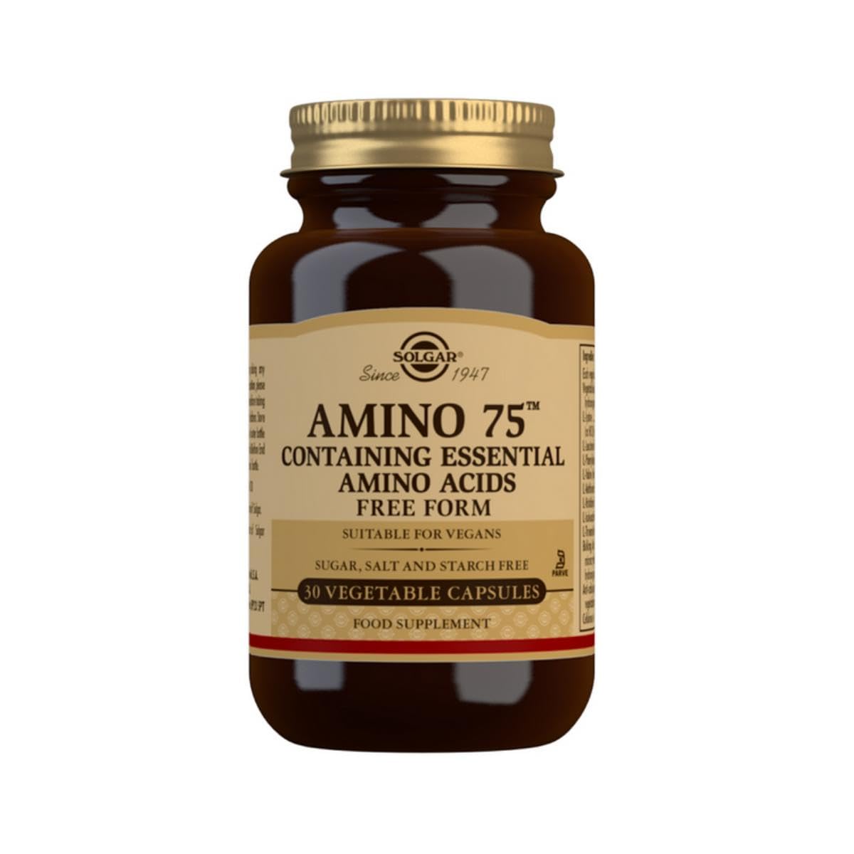 Solgar Amino 75 Essential Amino Acids Vegetable Capsules - Pack of 30