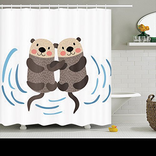 Bathroom Accessories Sea Otter Oil Paint Fashion Shower Curtain