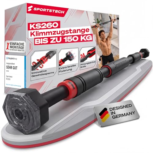 Klimmzugstange mit innovativer Gear-Lock Funktion | sicher & schnell ohne Schrauben im Türrahmen ansetzen | Indoor Pull Up Bar individuell anpassbar b