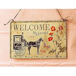 Tarjeta de bienvenida Letrero de bienvenida de hierro vintage ...