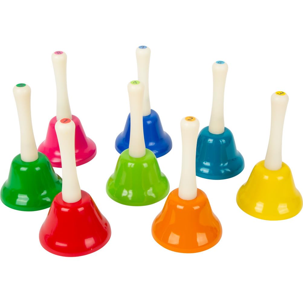 Small Foot 11693 Hand Bells Set, set of 8, toy for early musical education, wooden musical instrument, for ages 3+ years