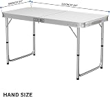 Lucn 4ft Folding Camping Table 120x60cm, 3-Height Adjustable 55/62/70cm view 3