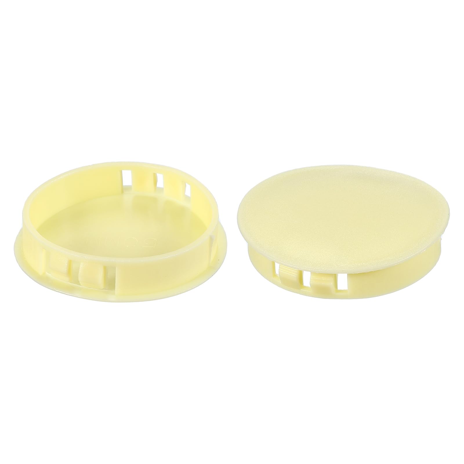 PATIKIL 2"/50mm Plastic Hole Plugs, 20Pcs Flush Type Round Hole Plugs Cover Snap in Locking Hole Tube for Table Kitchen Cabinet Furniture, Pale Yellow