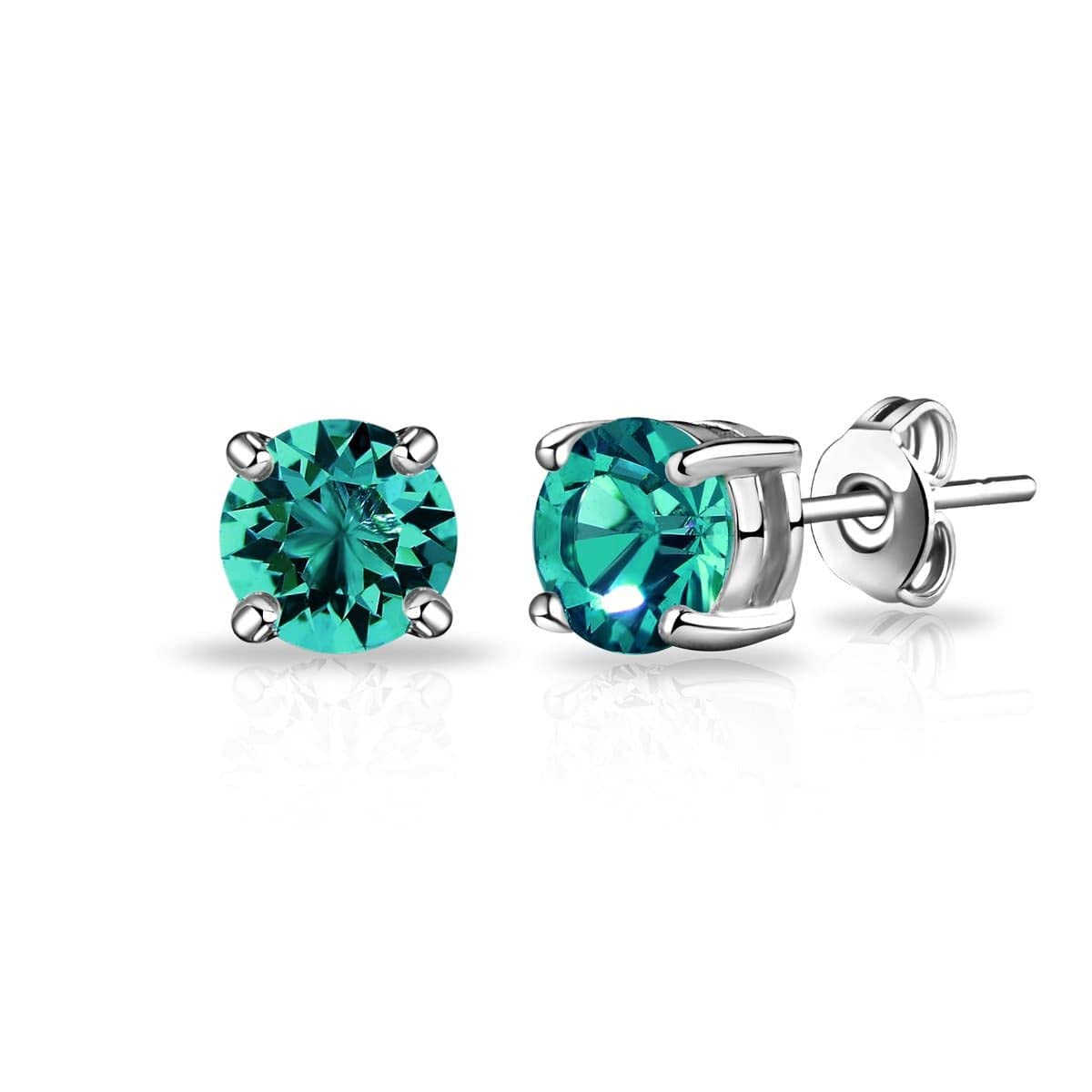Philip Jones Green Stud Earrings Created with Zircondia® Crystals