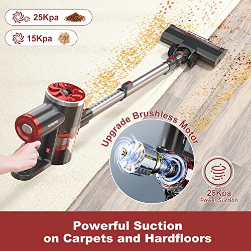 PRETTYCARE Cordless Vacuum Cleaner, Stick Vacuum with LED Display, 6 in 1 Self-Standing Vacuum with Powerful Suction, Upgrade Brushless Motor for Hardwood Floor Carpet Pet Hair and Area Rugs, P4