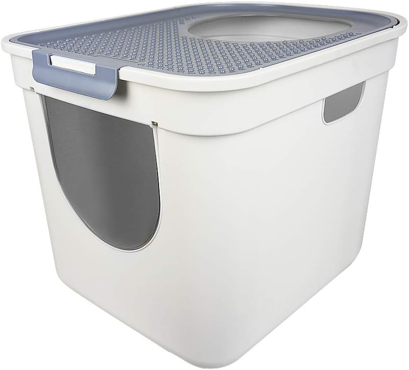 ATDAWN Cat Litter Box, Top Entry or Front Entry Cat Litter Pan with Cat Litter Scoop