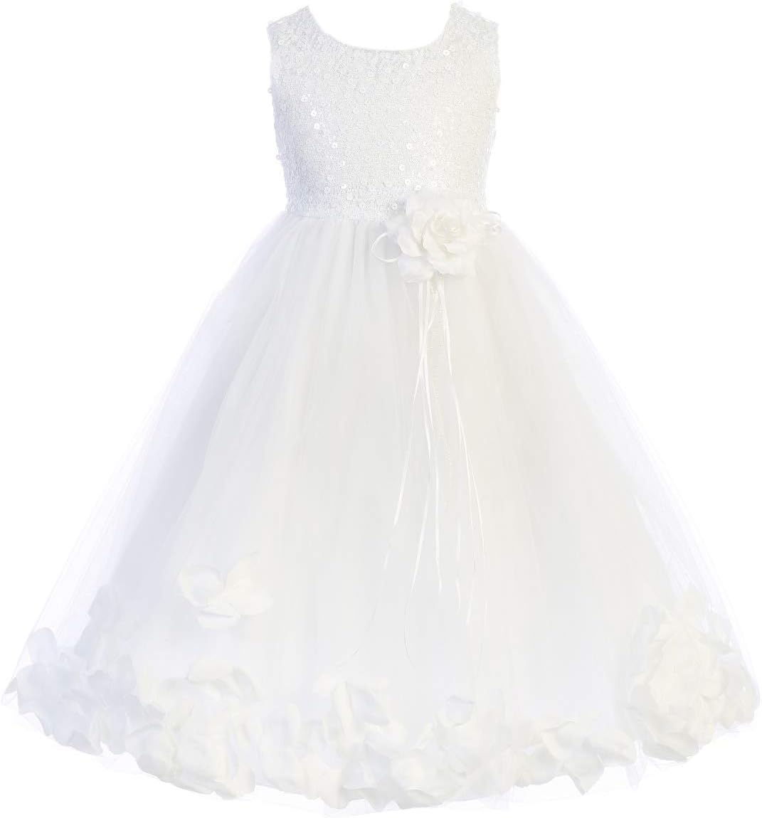 BluNight Flower Girl First Communion Sequin Petal Wedding Flower Girl Dress USA