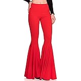red flare pants with ruffles